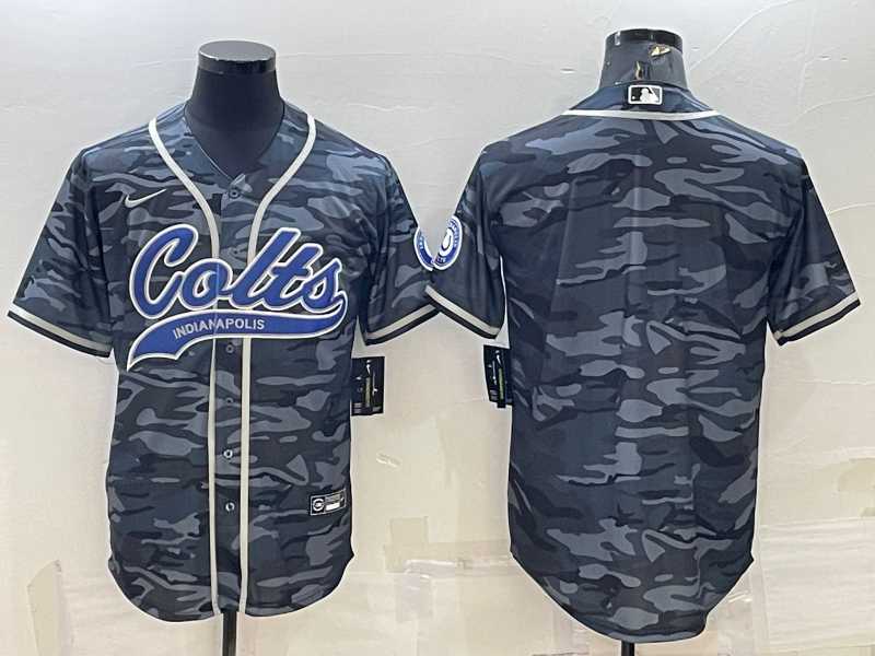 Mens Indianapolis Colts Blank Grey Camo With Patch Cool Base Stitched Baseball Jersey